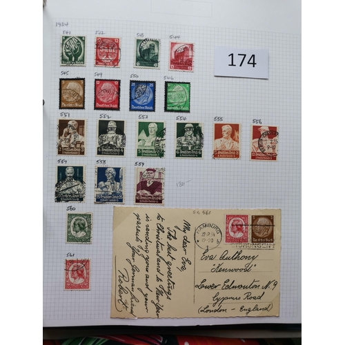 174 - GERMANY.  A used collection from early issues to 1960 on leaves in large binder  many useful sets an... 