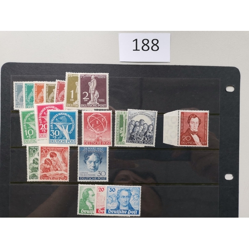 188 - GERMANY.  WEST BERLIN. Better UM sets comprising 1949 UPU  Goethe and Relief  1950 ERP  Orchestra  L... 