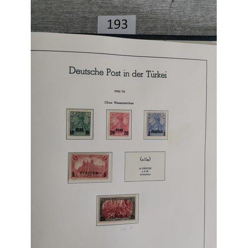 193 - GERMANY.  COLONIES.  Mint collection on printed leaves in binder  better values and sets  with all t... 