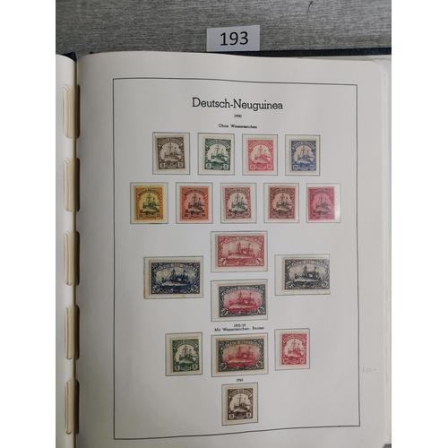 193 - GERMANY.  COLONIES.  Mint collection on printed leaves in binder  better values and sets  with all t... 