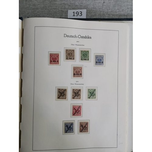 193 - GERMANY.  COLONIES.  Mint collection on printed leaves in binder  better values and sets  with all t... 