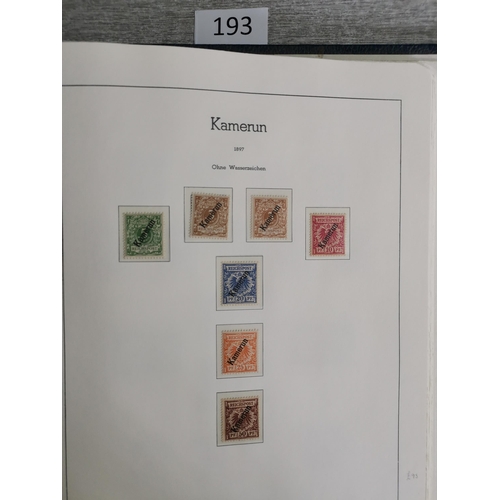 193 - GERMANY.  COLONIES.  Mint collection on printed leaves in binder  better values and sets  with all t... 