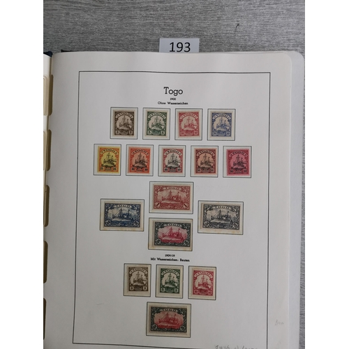 193 - GERMANY.  COLONIES.  Mint collection on printed leaves in binder  better values and sets  with all t... 