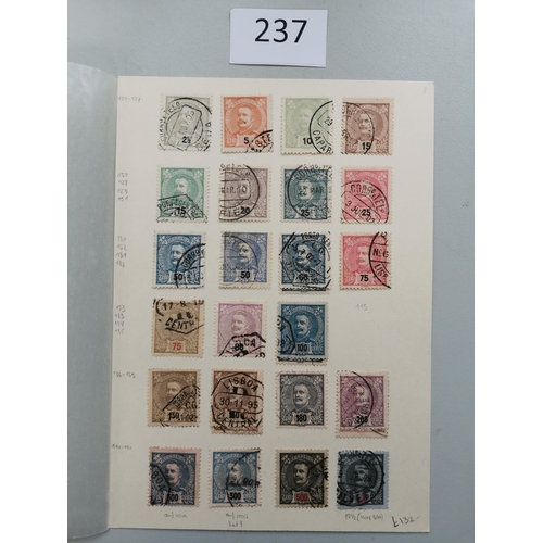 237 - PORTUGAL.  A small collection of used late 19th century issues  mainly fine  incl. 1882-7 to 500r. b... 