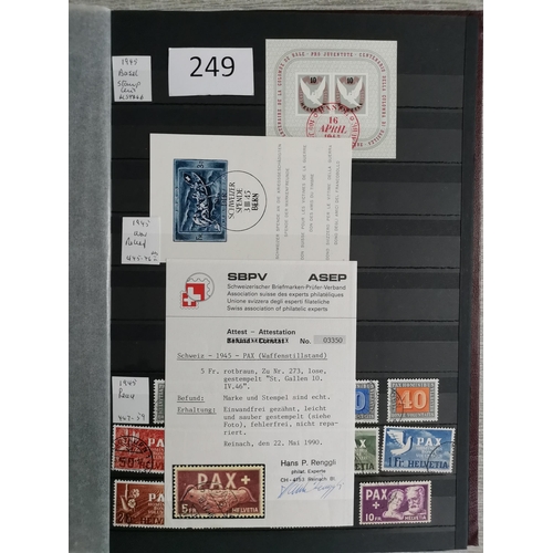 249 - SWITZERLAND.  Mainly used collection on stocksheets  1907-1951  much of interest with better Airs  t... 