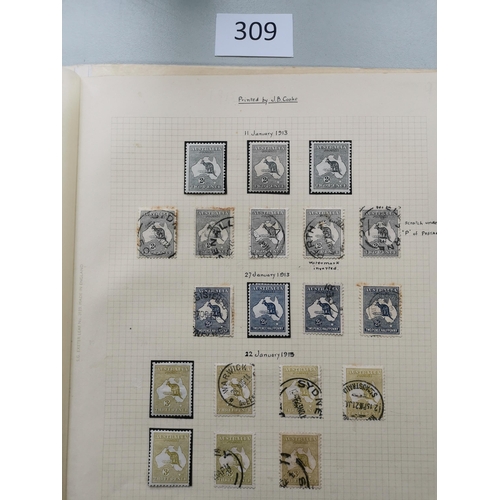 309 - AUSTRALIA.  Collection of 1913-14 Kangaroos with M to 4d (2)  5d  6d  9d (3)  and used range to 5/-.... 