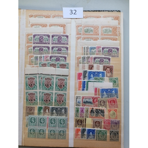 32 - MIXED WORLD.  BC. QV-KGVI ranges in stockbook nearly all M or UM  incl. Cayman Is. 1932 Centenary va... 