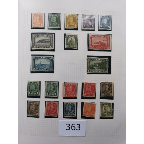 363 - CANADA.  Collection in album incl. 1893 50c blue o.g.  1897 Jubilee 50c FU  later mainly M incl. 190... 