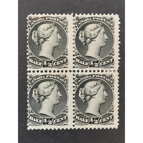 367 - CANADA.  1868-90 ½c black o.g. block of 4. (4)