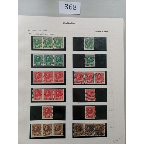 368 - CANADA.  KGV BOOKLET PANES AND COIL STRIPS. Fine M and U collection on leaves  with a good range of ... 