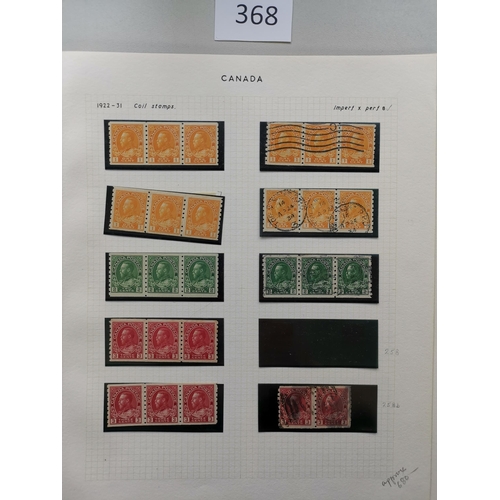 368 - CANADA.  KGV BOOKLET PANES AND COIL STRIPS. Fine M and U collection on leaves  with a good range of ... 