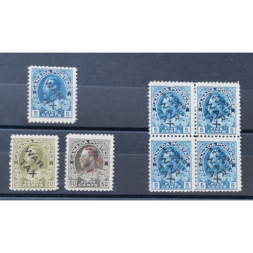 369 - CANADA.  1915 WAR TAX overprint set of 3  20c M the other 2 UM  also Inland Revenue WAR TAX overprin... 