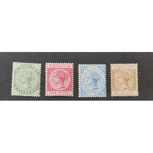 396 - GIBRALTAR.  1886-7 ½d  1d  2½d and 1/- M or o.g. Cat. £435. (4)