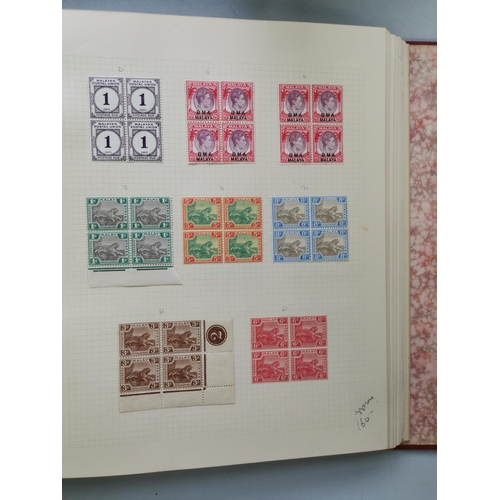 429 - MALAYSIA.  A collection of M blocks of 4 in album  QV to c. early 1940's period (101 blocks)  streng... 