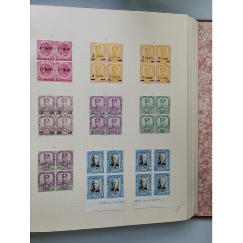 429 - MALAYSIA.  A collection of M blocks of 4 in album  QV to c. early 1940's period (101 blocks)  streng... 