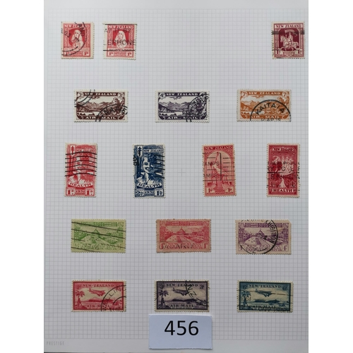 456 - NEW ZEALAND.  A used collection on leaves in binder  varied condition  incl. a page of QV Chalon hea... 