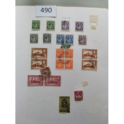 490 - ST LUCIA.  KGVI-QE collection on leaves  M or UM and used  incl. both KGVI defin sets M  QE defins t... 