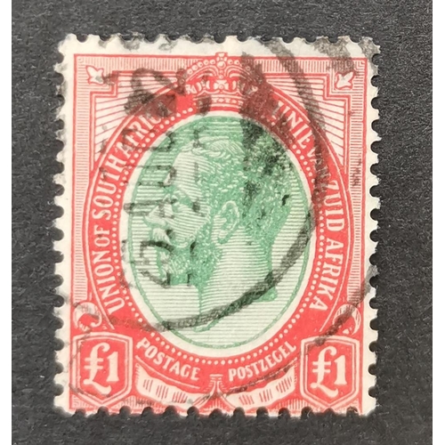 500 - SOUTH AFRICA.  1913-24 £1 green and red very good used. SG17. Cat. £350. (1)