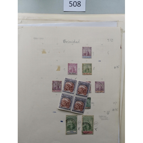 508 - TRINIDAD AND TOBAGO.  TRINIDAD. Collection on leaves and stockcards  M and U with some duplication  ... 