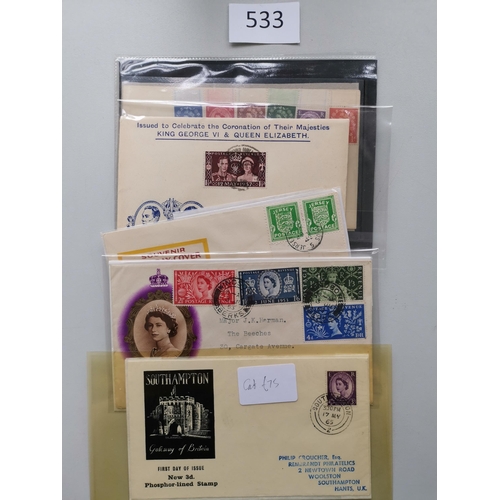 533 - GB MISC.  FIRST DAY COVERS. Range with C.I. wartime incl. Liberation x 4 with different cancels incl... 