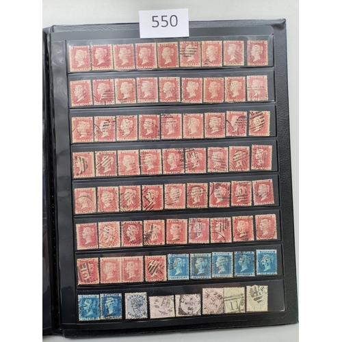 550 - QV.  Collection in stockbook very mixed condition  incl. 1840 1d Mulready wrapper  1d black x 8 and ... 