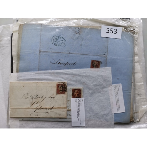 553 - QV.  POSTAL HISTORY. Range of covers  mixed condition  incl. pre-stamp  a couple of 1840 1d blacks a... 