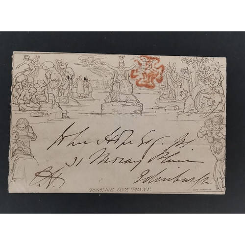 554 - QV.  1840 1d Mulready envelope A145 used 25th May 1840 from London to Edinburgh with red MC.  The en... 