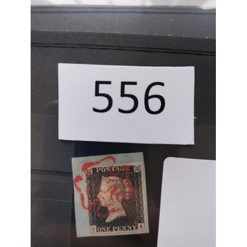 556 - QV.  1840 1d blacks x 12 incl. one on cover  all with 4 margins and red MC's  good to fine. (11+1 co... 