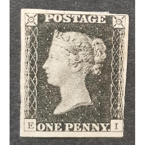 560 - QV.  1840 1d black  unplated  EI  fresh unused with close to good margins and some gum. (1)