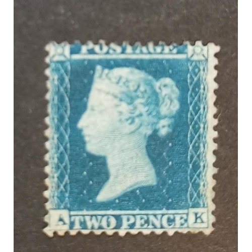 587 - QV.  1855 2d blue  Pl.5  AK  LC p.14 unused part o.g. (from the short A row). SG34. Cat. £2 800. (1)