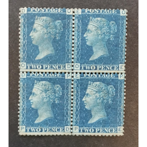 590 - QV.  1858 2d blue  Pl.13 block of 4 M. (4)