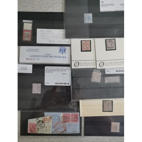 604 - QV.  Surface Printed range of better items on cards  value in M incl. Officials and Postal Fiscals. ... 