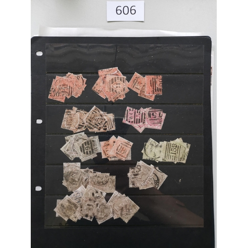 606 - QV.  Surface Printed duplicated used range of 2½d   3d  4d and 6d vals on stocksheets  varied condit... 