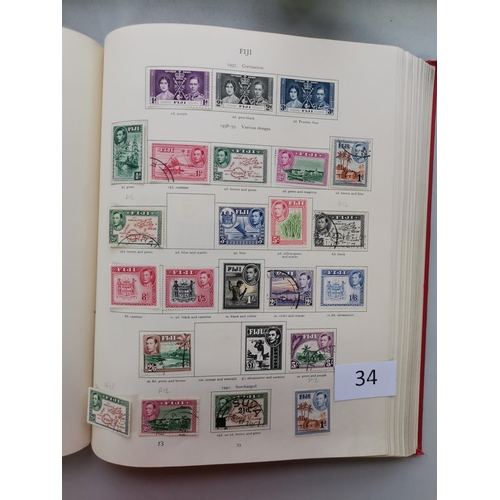 34 - MIXED WORLD.  KGVI M and U collection in red SG Crown album incl. some higher values. (Many 100's)