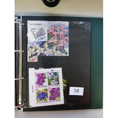 58 - MIXED WORLD.  THEMATICS. UM collection with interest in Birds  Orchids etc in binder and envelope  i... 