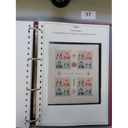 37 - MIXED WORLD.  REDCROSS. Various in binder incl. Monaco 1949 perf m/s UM and imperf m/s M  1951 surch... 