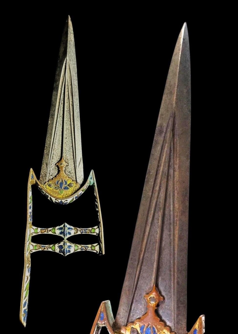EARLY 1700s Indian/Mughal Gold Gilded Enamel Dagger (KATAR) Jaipur or ...