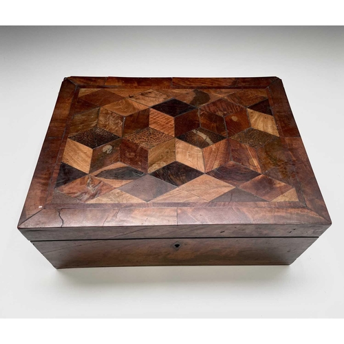 1 - A rare Jamaican specimen wood workbox, by James Pithin, Kingston, Jamaica, circa 1840, the lid inlai... 