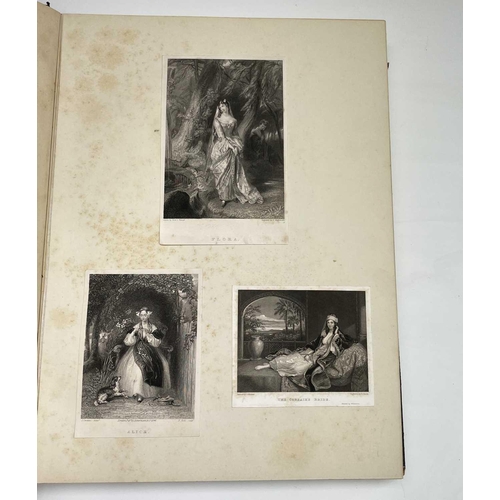 104 - A 19th album containing pasted in engravings and etchings.