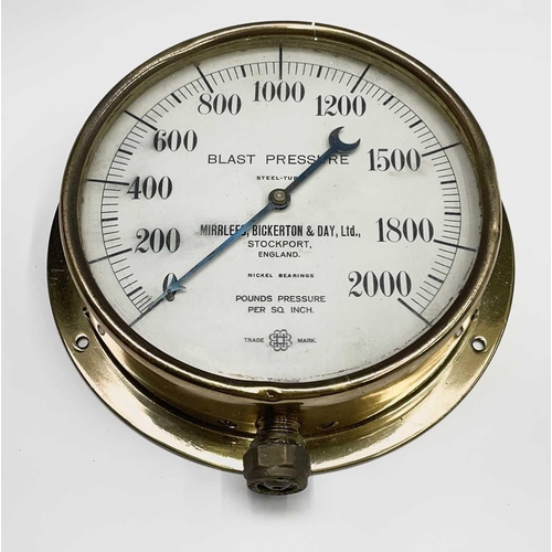 111 - Six assorted maritime brass pressure gauges, including examples by Budenberg, with brass grille and ... 