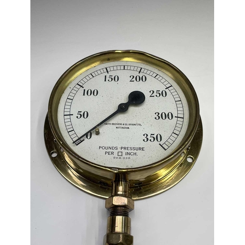 111 - Six assorted maritime brass pressure gauges, including examples by Budenberg, with brass grille and ... 