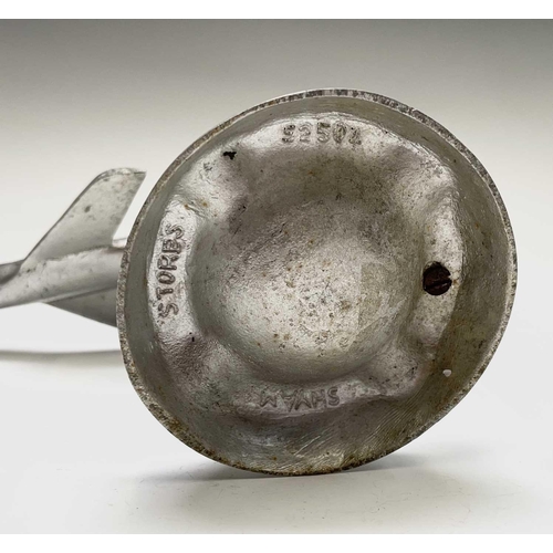 117 - An aluminium ashtray, modelled with a fighter jet, height 15.5cm, together with a cast plaque for Wa... 