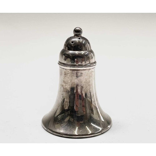 118 - A three-piece silver plated cruet set, each piece stamped 'COPPER FROM HMS GLASGOW' to base. Pepper ... 