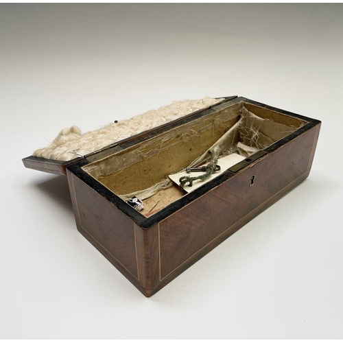 127 - A French kingwood and crossbanded glove box, mid 19th century, with slightly domed parquetry veneere... 