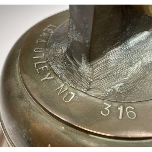 130 - A brass Ship's bell, from the trawler Mount Challenger, later engraved and dated 1988, stamped to th... 