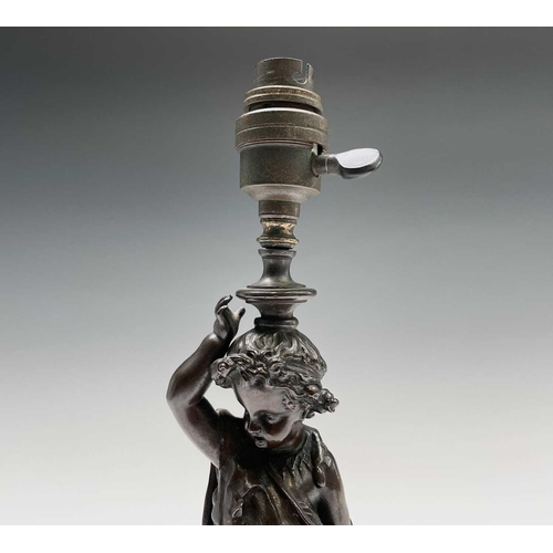 134 - A Victorian cast bronze figural table lamp. Height 41cm.