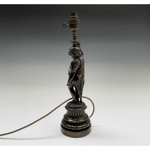 134 - A Victorian cast bronze figural table lamp. Height 41cm.