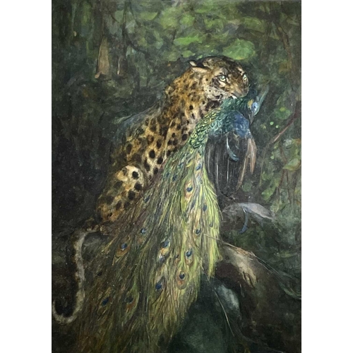 1400 - Cuthbert Edmund SWAN (1870-1931) 'A Cheetah with a Peacock' Watercolour Signed and dated 1918 Inscri... 