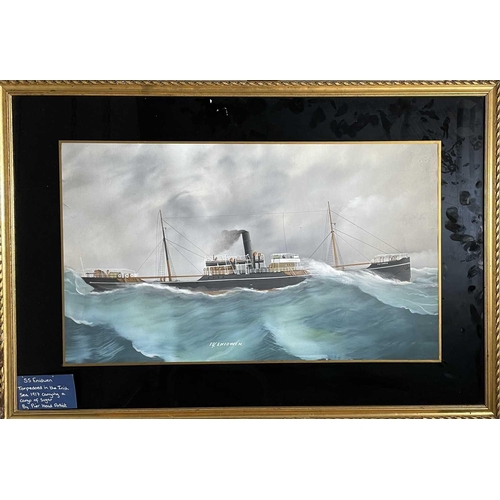 1402 - 20th Century British School, Pier Head Artist Ships Portrait, The Steamer Enidwen Gouache Inscribed ... 