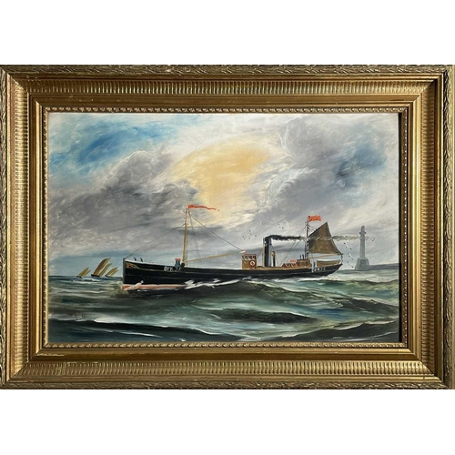 1404 - W.E.D. (20th Century British School, Pier Head Artist) Ships Portrait, Coastal Steam Vessel BFK75 Oi... 